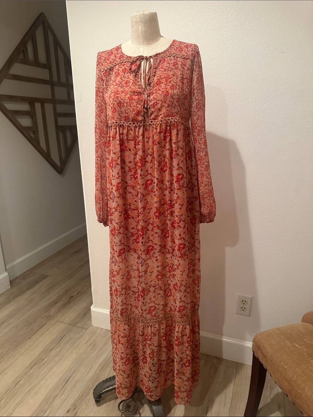 Xhilaration Floral Boho Maxi Dress - Coral